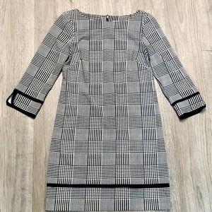 ANDREW MARC Plaid Stretchy 3/4 Sleeve Dress - Size 8